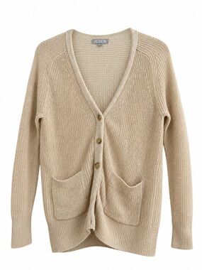 J. Crew Beige V-Neck Button Pocket Cardigan